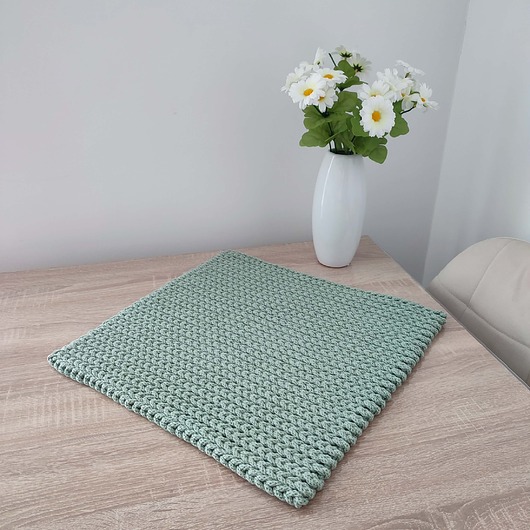 podkładki do kuchni Podkładka ze sznurka szydełkowa prostokątna 39cmx40cm