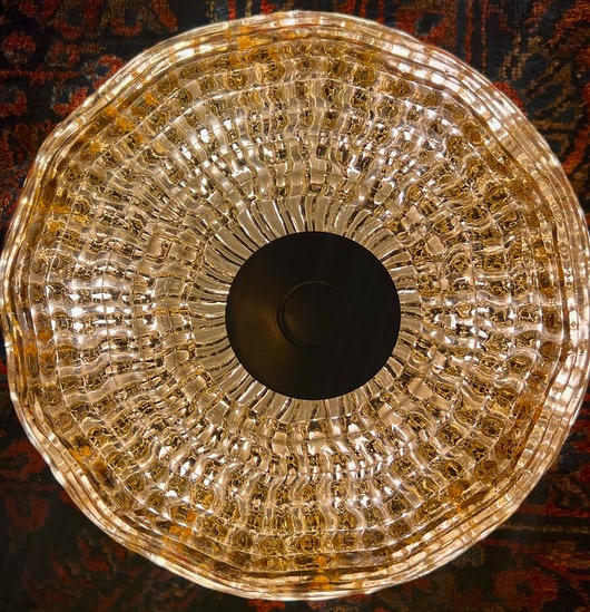 plafony Designerska plafoniera sufitowa bursztyn Carl Fagerlund Orrefors 37x17 cm