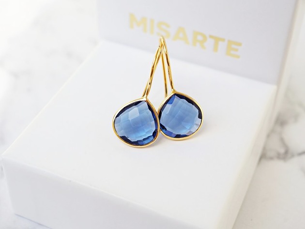 kolczyki z kamieniami Kolczyki Szafirowy kwarc 