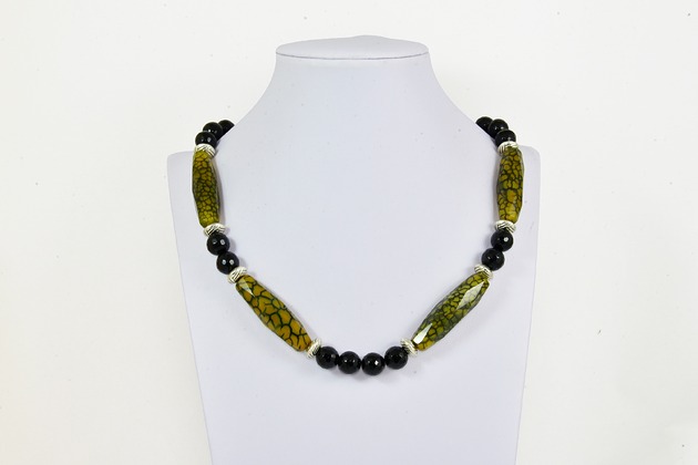 korale Naszyjnik Korale Agat Onyks Kamień naturalny