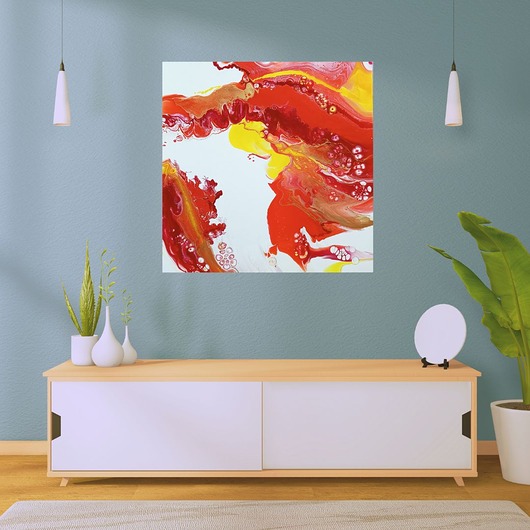 obrazy BLOODSTREAM ręcznie malowana abstrakcja 70x70 cm