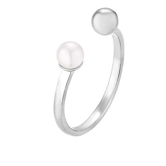 pierścionki srebrne Srebrny pierścionek z kuleczką i białą perłą