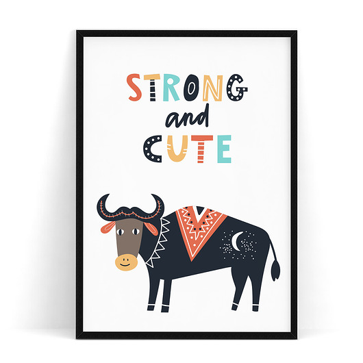 Plakat dziecięcy Strong And Cute Bizon trochę na ścianę