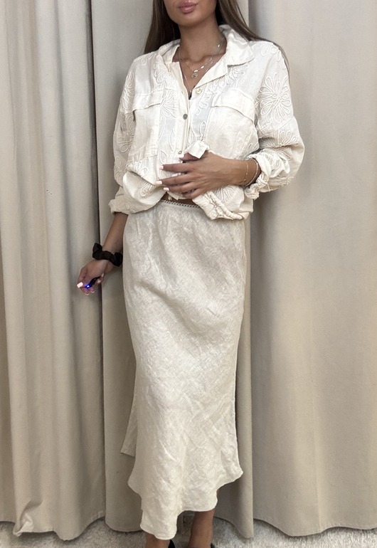 spódnice maxi Spódnica lniana Beige maxi