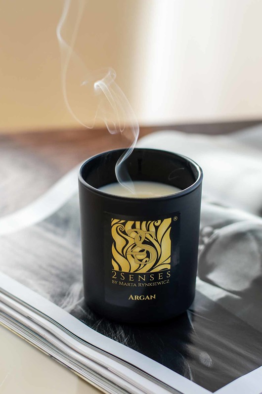 świece zapachowe Świeca do masażu Argan 190 ml czarny mat z wieczkiem