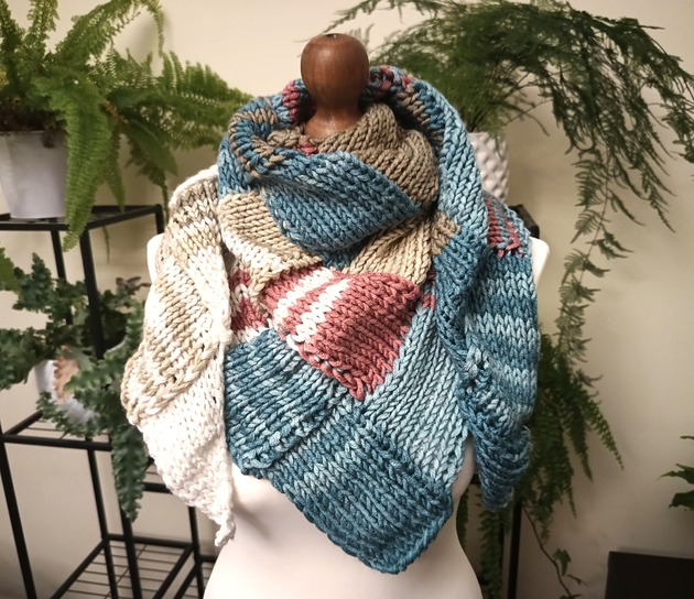 szale damskie Patchworkowa Chusta Bandana Plecionka