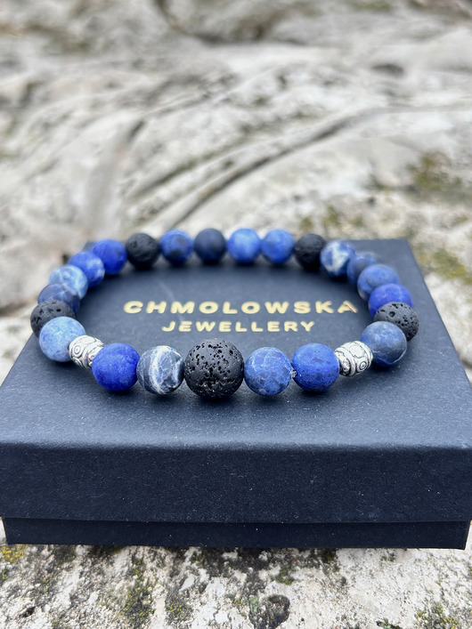 biżuteria męska Bransoletka męska Sodalit i Lawa