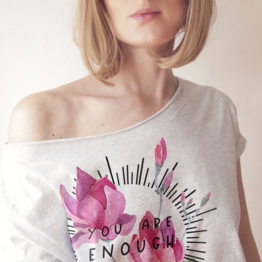 t-shirt damskie You are enough Oversize Szary