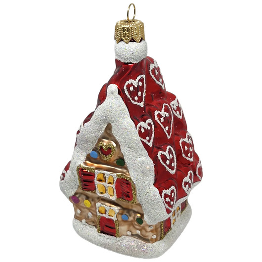 bombki Ręcznie malowana bombka szklana świąteczny domek z czerwonym dachem