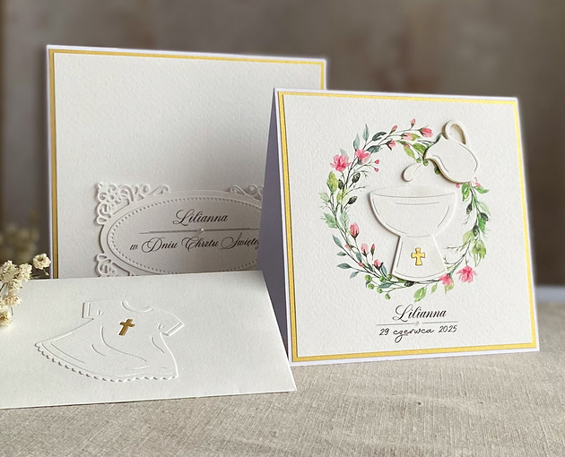 kartki, zaproszenia na chrzest Elegancka Pamiątka Chrztu Świętego dla Dziewczynki, 25A