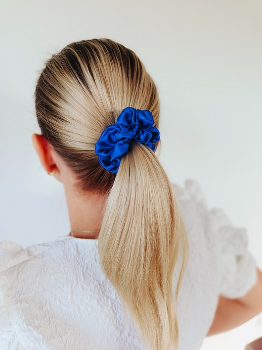 gumki do włosów Gumka jedwabna, scrunchie, frotka royal blue MIDI