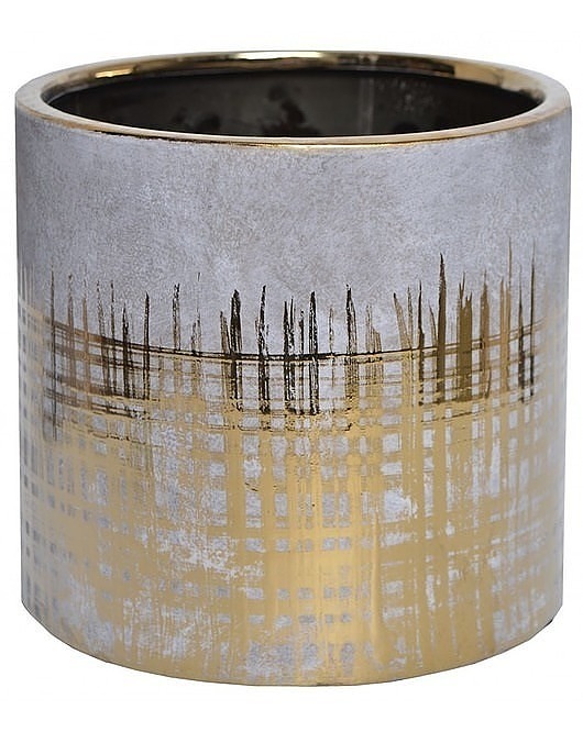 Kwietnik Osłonka Ceramiczna Szaro-Złota MIA home