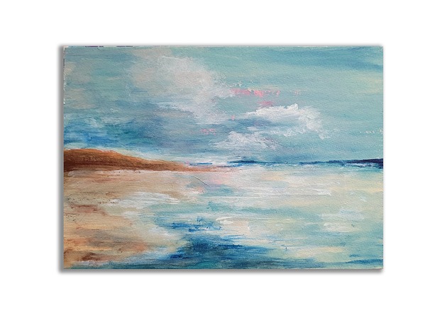 grafiki i ilustracje Obraz ręcznie malowany Morze plaża