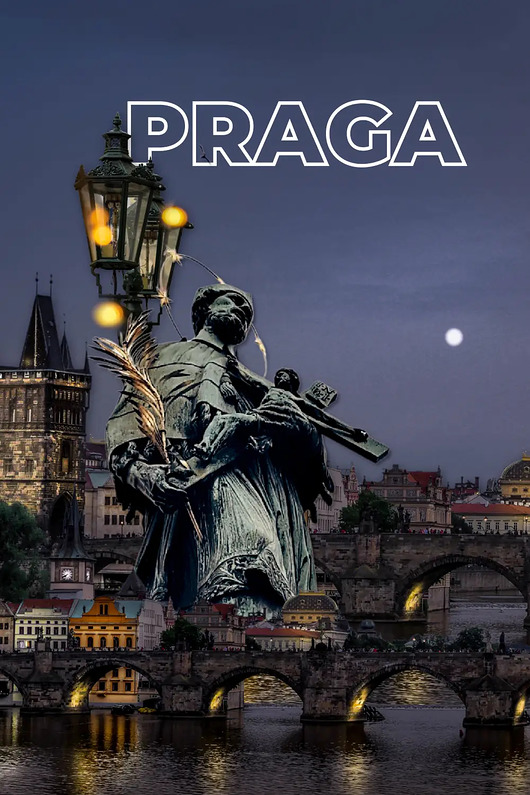 grafiki i ilustracje Plakat, kolaż Praga Bridge