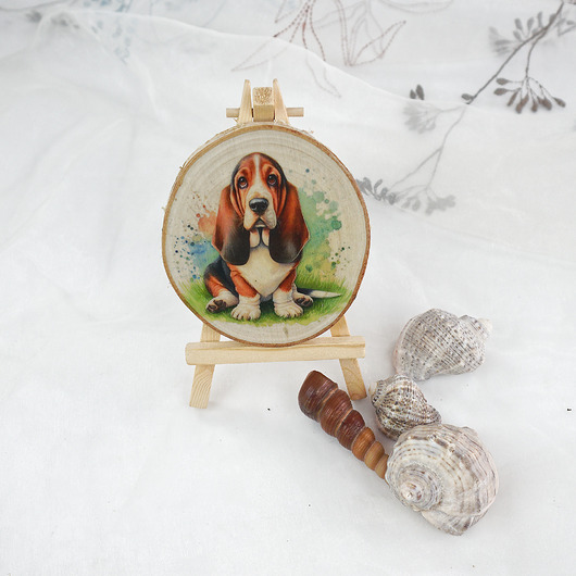 inne Brzozowy obrazek - basset