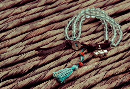 GANGA bransoleta z AKWAMARYNU i jedwabiu NOMAD ACCESSORIES