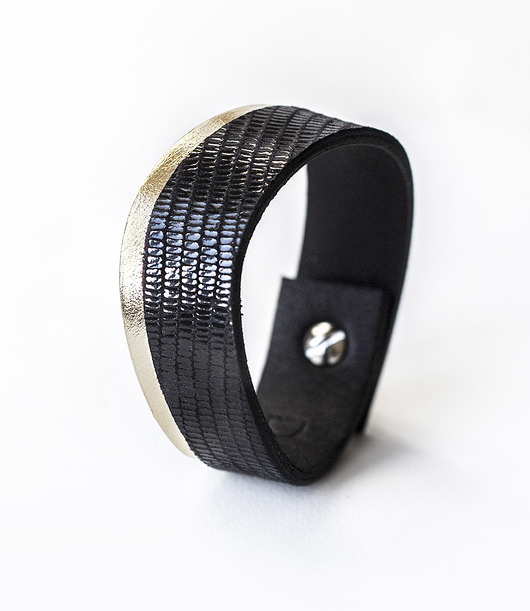 Skórzana bransoleta Fala Czarny Gad (16-17 cm) DUET tworczy