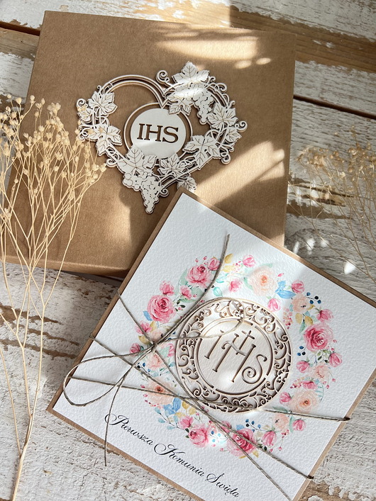 kartki na komunię Kartka na komunię - pamiątka komunii ręcznie robiona prezent