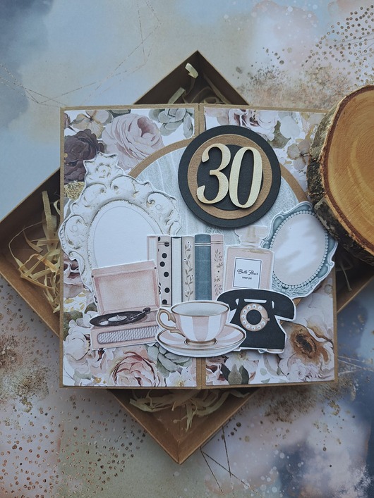 kartki scrapbooking Kartka na 30-stkę dla kobiety