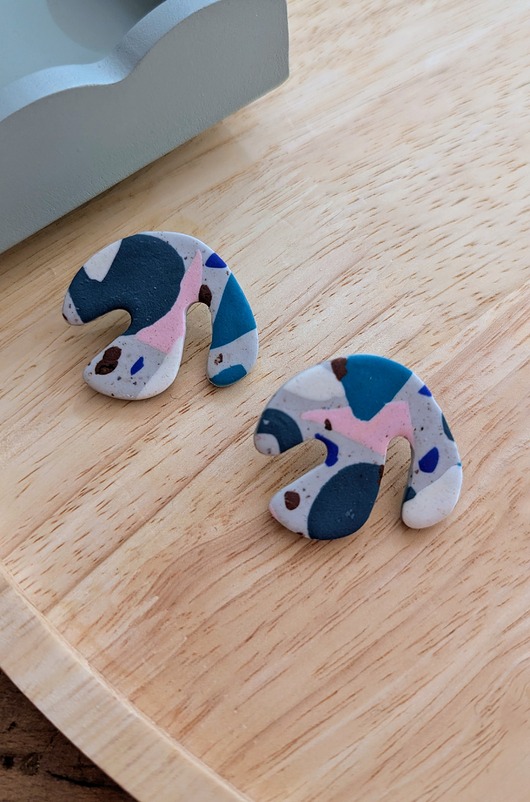 kolczyki z masy plastycznej Kolczyki grzybki lastryko