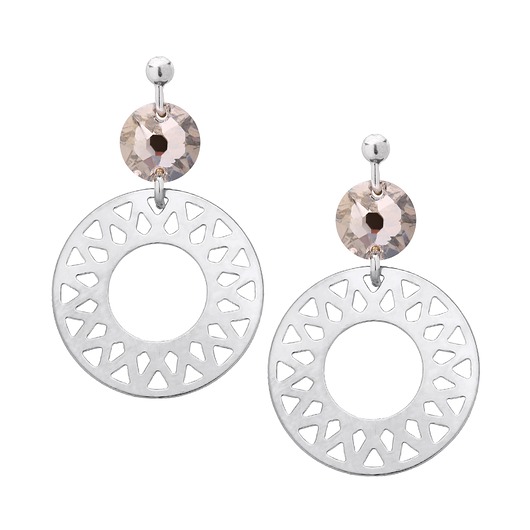 kolczyki srebrne Srebrne kolczyki z arabskimi rozetami i cielistym kryształami SWAROVSKI