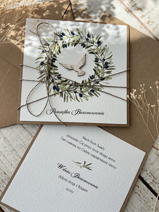 kartki scrapbooking Oryginalna ręcz nie robiona pamiątka bierzmowania - kartka