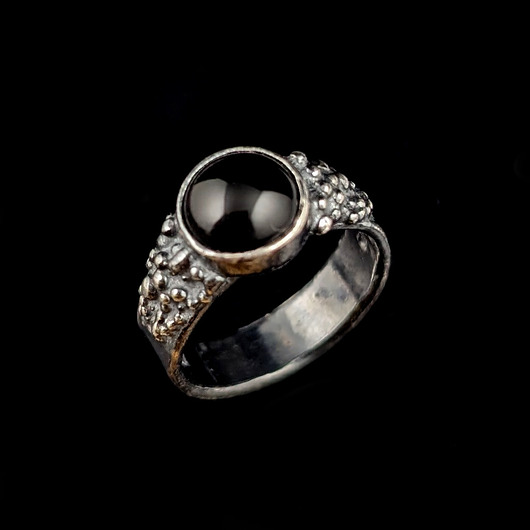 pierścionki srebrne Pierścionek Onyks w deszczu srebra