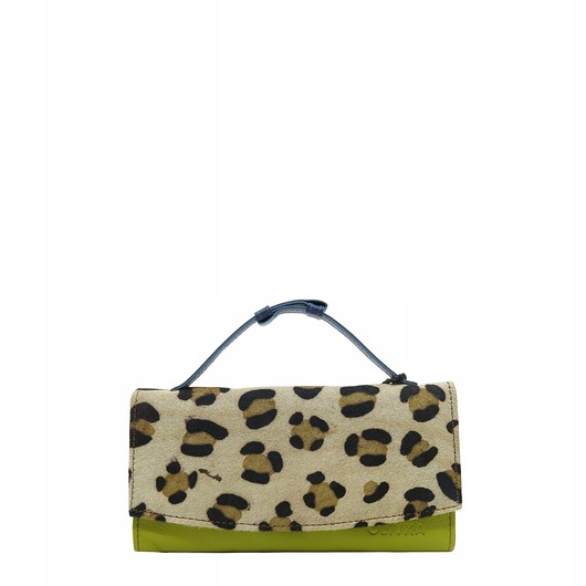 portfele damskie Portfel damski skórzany klapka wzór skóra naturalna na prezent eko OLIVKA