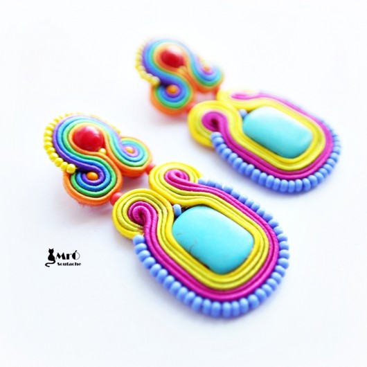 Kolorowe kolczyki sutasz Mró Soutache
