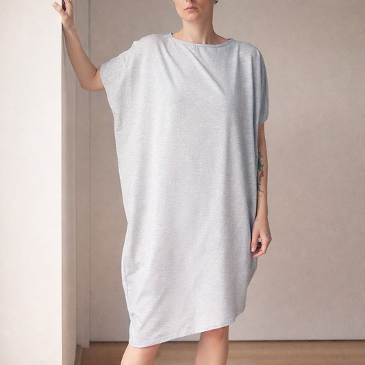 sukienki midi damskie Sukienka krótki rękaw asymetria Szara