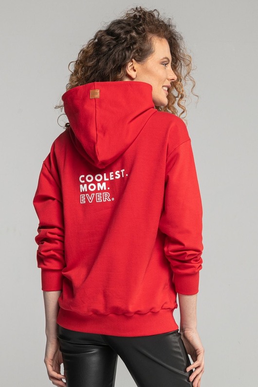 bluza z kapturem damska Bluza z kapturem COOLEST MOM EVER red