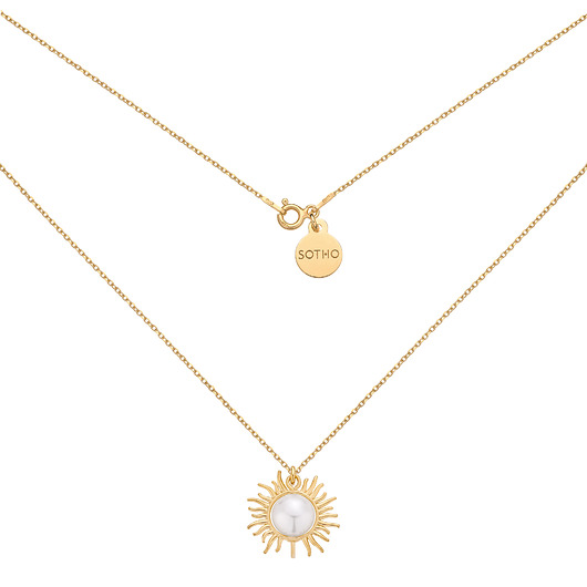 złote naszyjniki Złoty naszyjnik ze słońcem i perłą