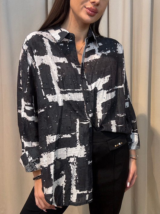 koszule damskie  Bawełniana koszula Bling Nero Bianco