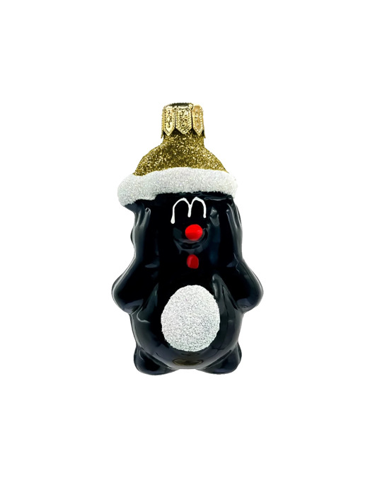 ozdoby choinkowe Bombka choinkowa: Krecik w czapce Świętego Mikołaja: złoty