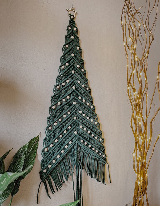 dekoracje świąteczne Choinka makrama, dekoracja świąteczna - butelkowa