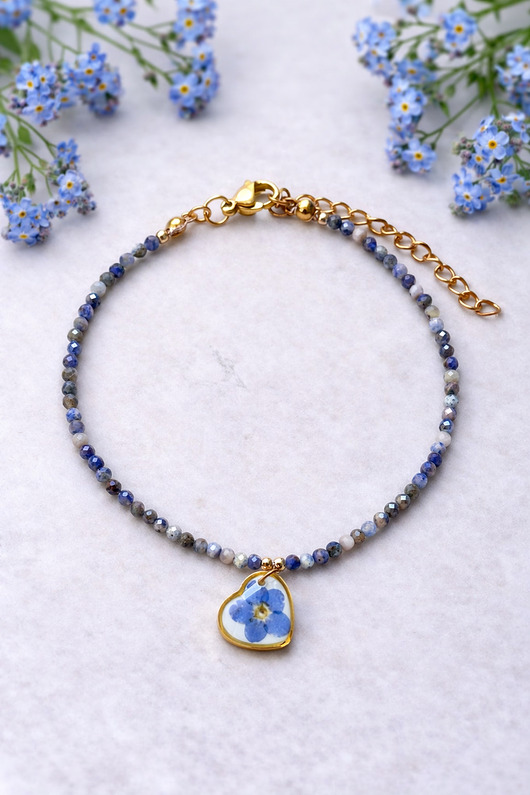 bransoletki z kamieni naturalnych Bransoletka z niezapominajką i sodalitem