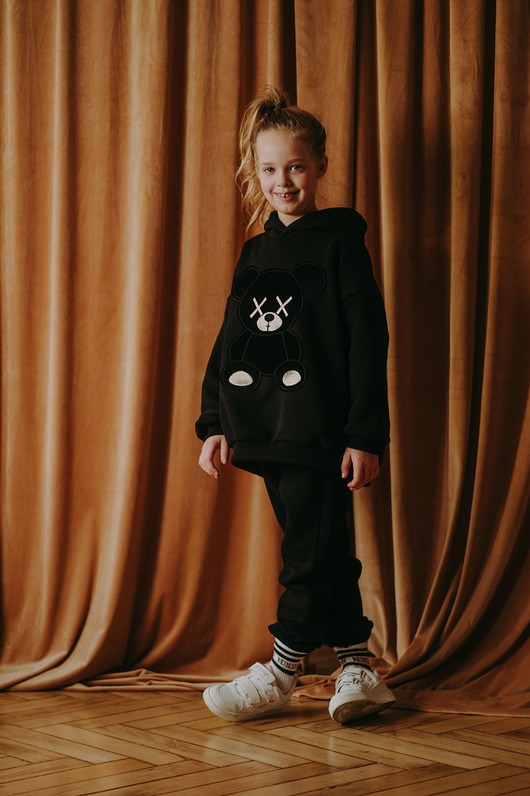 bluzy dla chłopców Dres oversize Black Robot Teddy