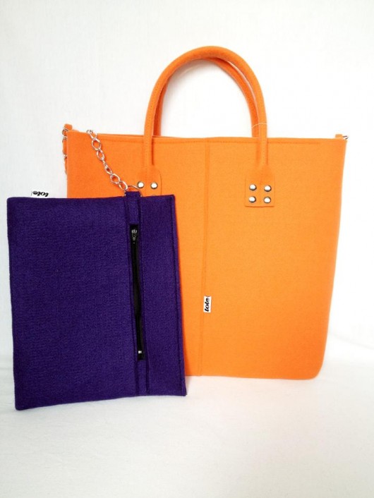 GlamFelt XXL -torba do ręki 2w1 oranż fiolet Totostyle