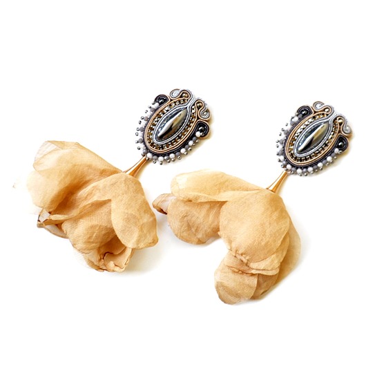 kolczyki soutache Sutaszowe kolczyki BEIGE _ EXPRESS