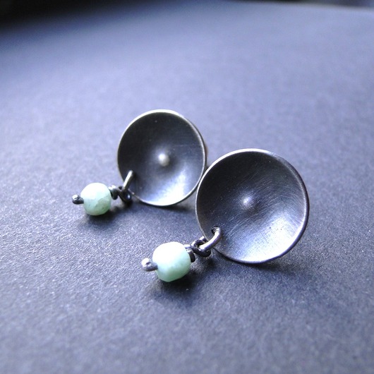 kolczyki srebrne Sztyfty Amazonit 004