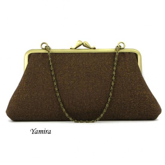 Torebka wieczorowa :: brown and gold linen :: yamira