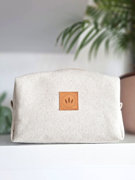 kosmetyczki Kosmetyczka z kremowej 'lnianej' plecionki