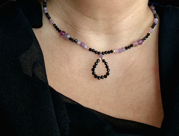 naszyjniki - inne Naszyjnik choker z kamieni naturalnych kropla NOWOŚĆ