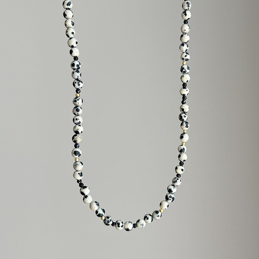 korale Naszyjnik JASPIS DALMAŃSKI kamienie naturalne