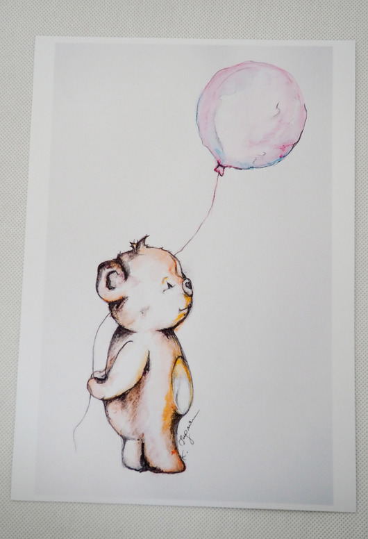 obrazy i plakaty do pokoju dziecięcego Miś z balonem 03