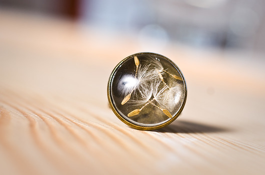 Pierścionek z żywicy z nasionkami dmuchawca So Jewelry