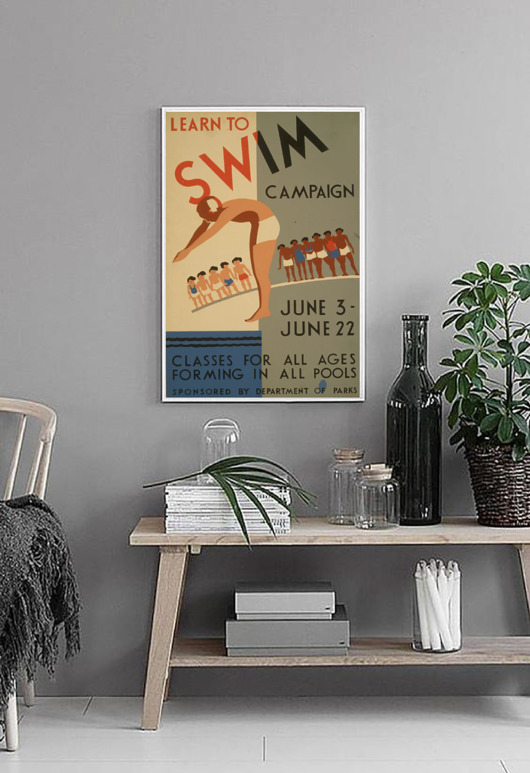 plakaty PLAKAT pływanie vintage retro sport