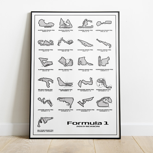 plakaty Plakat Tory wyścigowe - F1 2019 Season