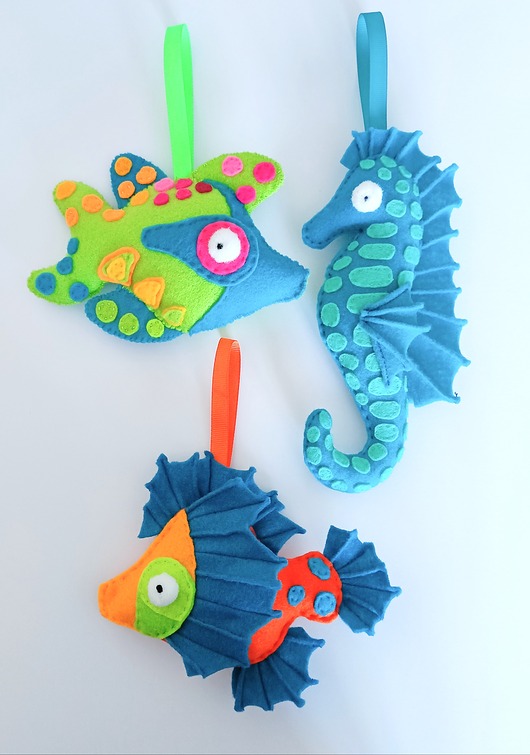 karuzele i girlandy do łóżeczka Filcowe zwierzątka na sznureczku - 3 zawieszki