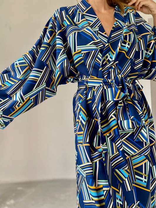 szlafroki damskie Szlafrok narzutka kimono w paski